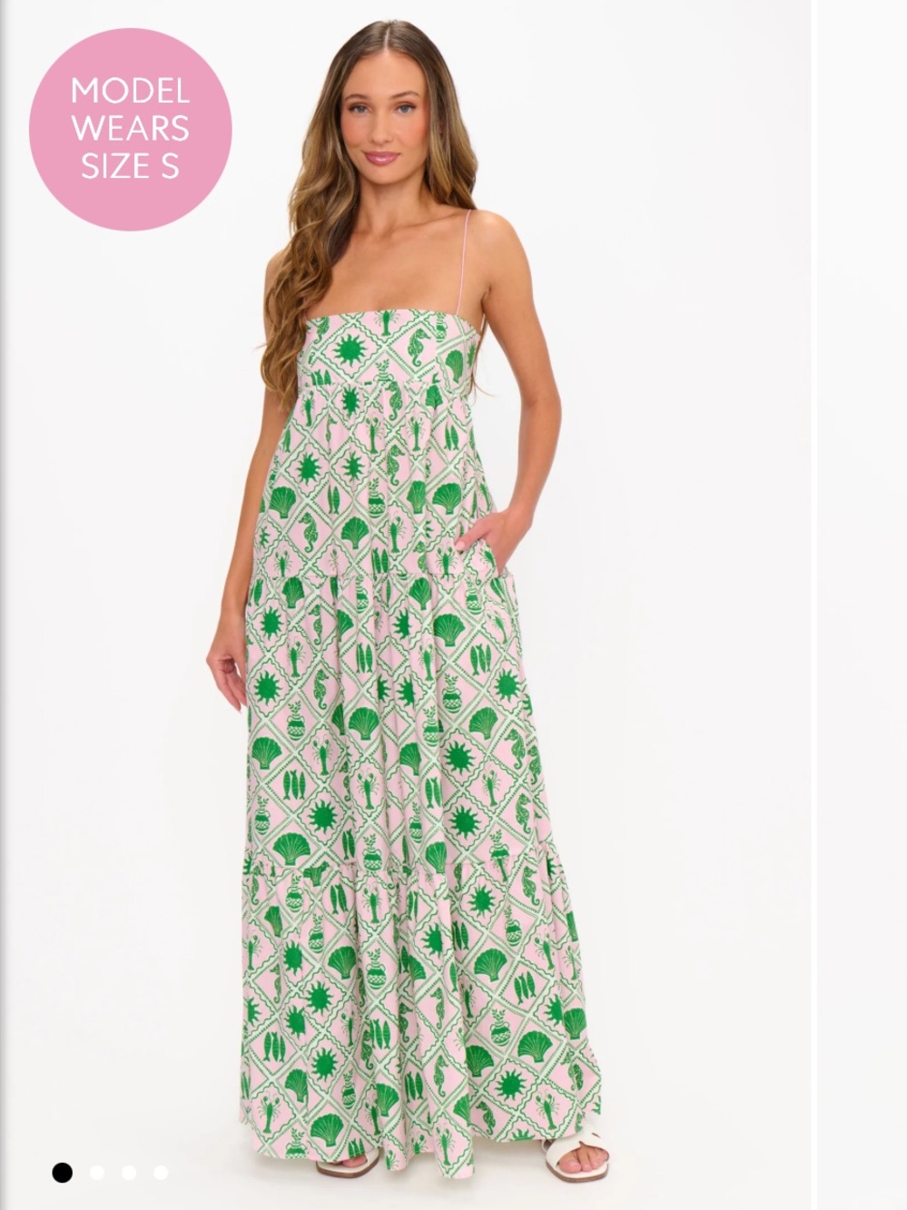 Show Me Your MuMu Pink and Green Print Strapless Maxi Dress
